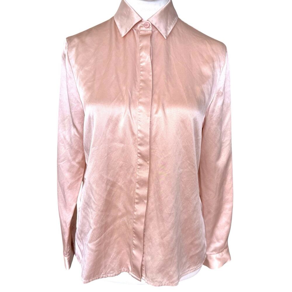Lilysilk Basic Concealed Placket Silk Shirt Pale Pink Xs